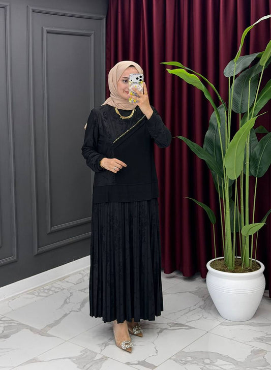 تنورة وتونك بقماش يجنن H-1827