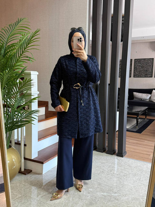 طقم جاكيت وبنطلون بتفاصيل انيقه T-6974