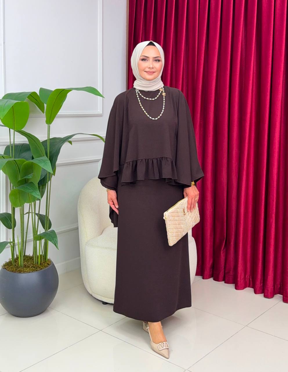 طقم تنورة وتونك L-3815