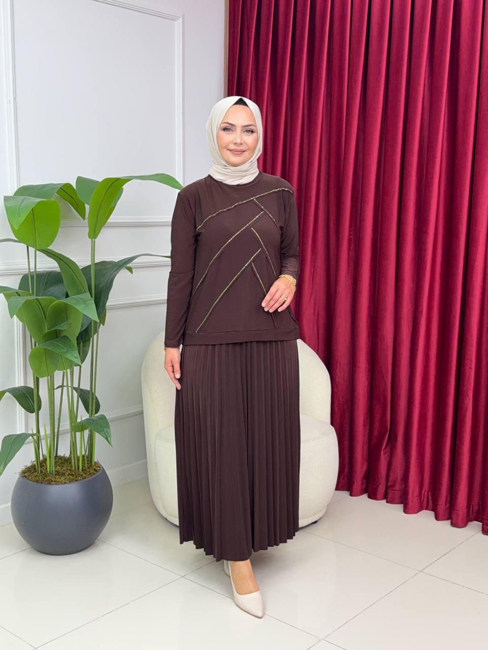 طقم تنورة وتونك L-0614