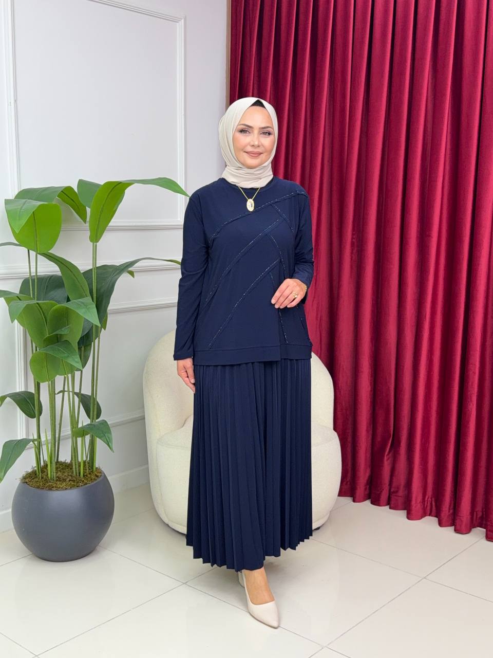 طقم تنورة وتونك L-0614