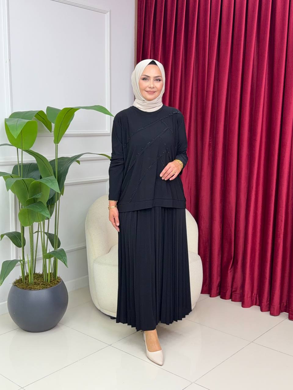 طقم تنورة وتونك L-0614