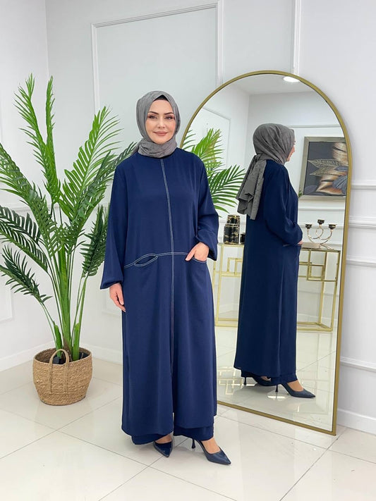 خلي إطلالتك مميزة طقم (جبة و بنطلون) بتصميم يجمع البساطة والرقي L-1427